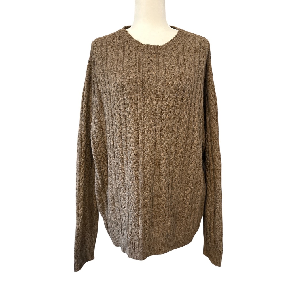 Scott Barber Italian Made 100% Baby Camel Hair Cable Knit Sweater Men's‎ Large